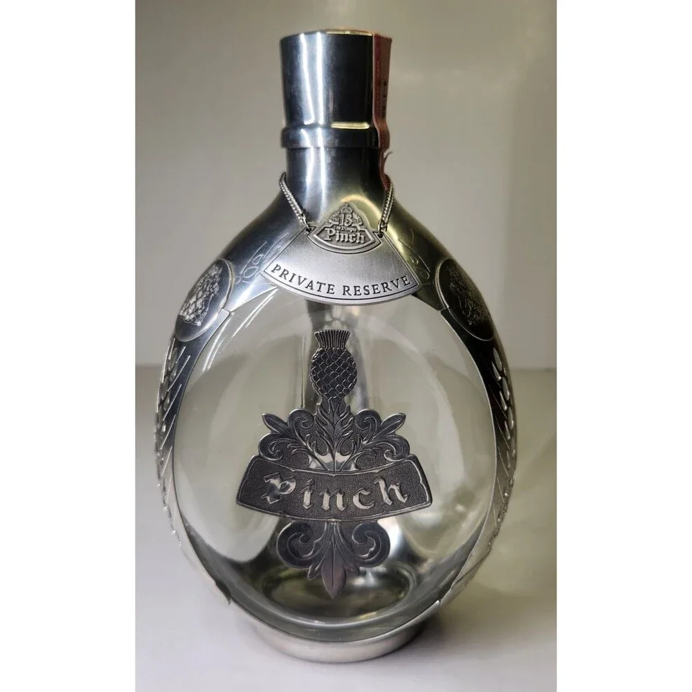 Haig Royal Holland Pewter Overlay Glass Pinch Empty Whisky Bottle Decanter